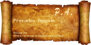 Preradov Aggeus névjegykártya